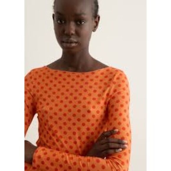 Miaou Amelia Top in Red Polka Dot Small New Womens Long Sleeve Tee - Picture 14 of 16